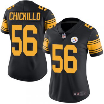 Women's Pittsburgh Steelers #56 Anthony Chickillo Black Nike NFL Rush Vapor Untouchable Limited Jersey