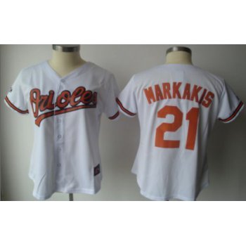 Baltimore Orioles #21 Markakis White Womens Jersey