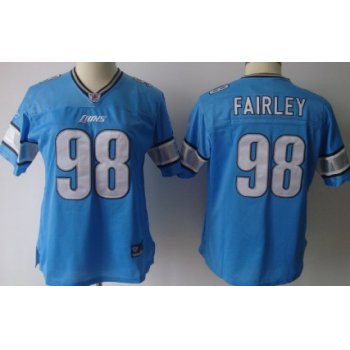 Detroit Lions #98 Nick Fairley Light Blue Womens Jersey