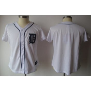 Detroit Tigers Blank White With Black Womens Jersey