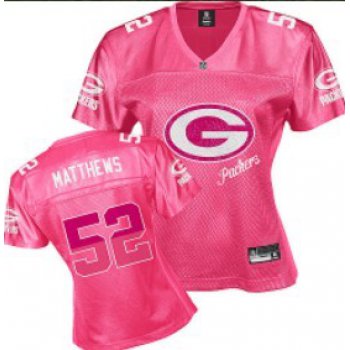 Green Bay Packers #52 Matthews Pink FEM FAN Womens Jersey