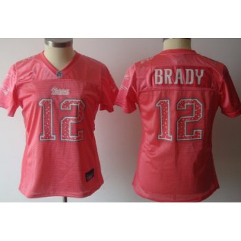 New England Patriots #12 Brady Pink Womens Sweetheart Jersey