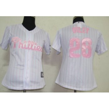 Philadelphia Phillies #26 Utley White With Pink Pinstripe Womens Jersey