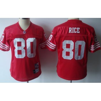 San Francisco 49ers #80 Jerry Rice Red Throwback Womens Jersey