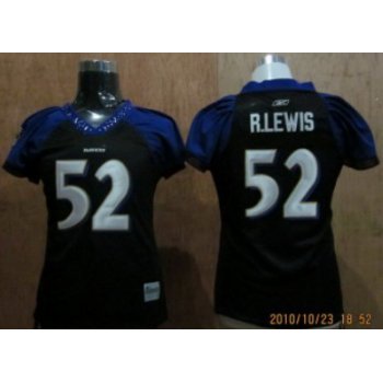 Baltimore Ravens #52 R.Lewis Black Womens Field Flirt Fashion Jersey