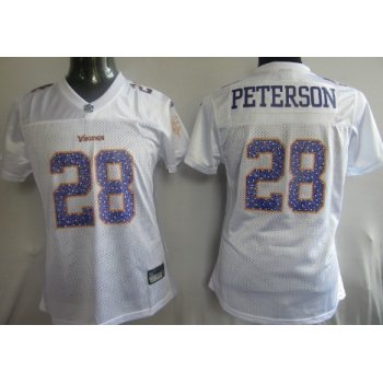 Minnesota Vikings #28 Peterson White Womens Sweetheart Jersey