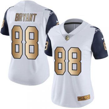 Nike Cowboys #88 Dez Bryant White Women's Stitched NFL Limited Gold Rush Jersey