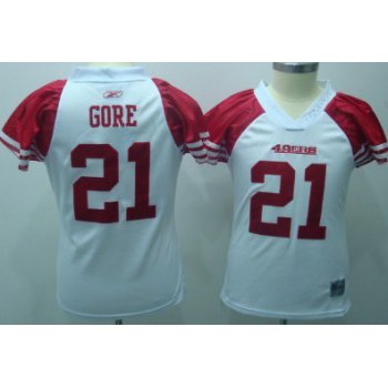 San Francisco 49ers #21 Gore White Womens Field Flirt Fashion Jersey