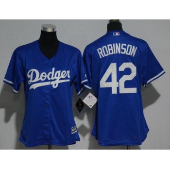 Women's Los Angeles Dodgers #42 Jackie Robinson Retired Royal Blue Stitched MLB Majestic Cool Base Jersey
