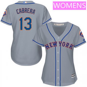 Women's New York Mets #13 Asdrubal Cabrera Gray Road Stitched MLB Majestic Cool Base Jersey