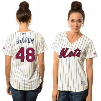 Women's New York Mets #48 Jacob deGrom White Stars & Stripes Fashion Independence Day Stitched MLB Majestic Cool Base Jersey
