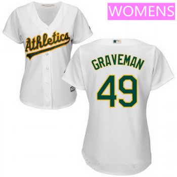 Women's Oakland Athletics #49 Kendall Graveman White Home Stitched MLB Majestic Cool Base Jersey
