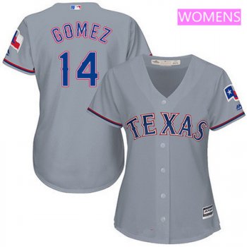 Women's Texas Rangers #14 Carlos Gomez Gray Road Stitched MLB Majestic Cool Base Jersey