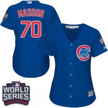 Cubs #70 Joe Maddon Blue Alternate 2016 World Series Bound Women's Stitched MLB Jersey