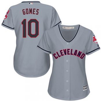Indians #10 Yan Gomes Grey Women's Road Stitched MLB Jersey