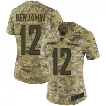Nike Chargers #12 Travis Benjamin Camo Women's Stitched NFL Limited 2018 Salute to Service Jersey