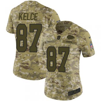 Nike Chiefs #87 Travis Kelce Camo Women's Stitched NFL Limited 2018 Salute to Service Jersey