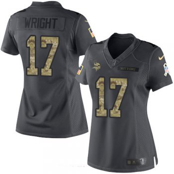 Women's Minnesota Vikings #17 Jarius Wright Black Anthracite 2016 Salute To Service Stitched NFL Nike Limited Jersey