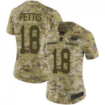Nike 49ers #18 Dante Pettis Camo Women's Stitched NFL Limited 2018 Salute to Service Jersey
