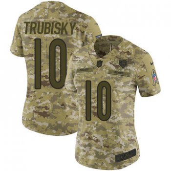 Nike Bears #10 Mitchell Trubisky Camo Women's Stitched NFL Limited 2018 Salute to Service Jersey