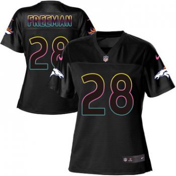 Nike Broncos #28 Royce Freeman Black Women's NFL Fashion Game Jersey
