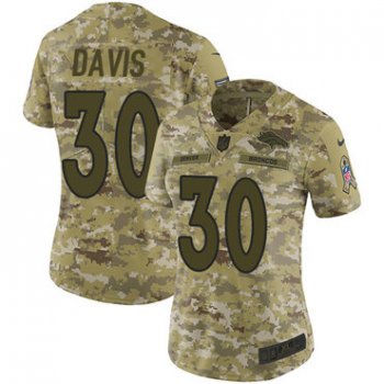 Nike Broncos #30 Terrell Davis Camo Women's Stitched NFL Limited 2018 Salute to Service Jersey