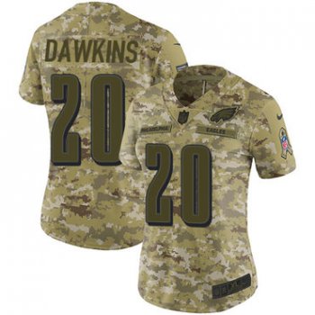 Nike Eagles #20 Brian Dawkins Camo Women's Stitched NFL Limited 2018 Salute to Service Jersey