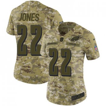 Nike Eagles #22 Sidney Jones Camo Women's Stitched NFL Limited 2018 Salute to Service Jersey