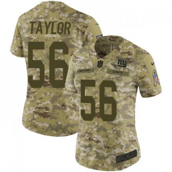 Nike Giants #56 Lawrence Taylor Camo Women's Stitched NFL Limited 2018 Salute to Service Jersey