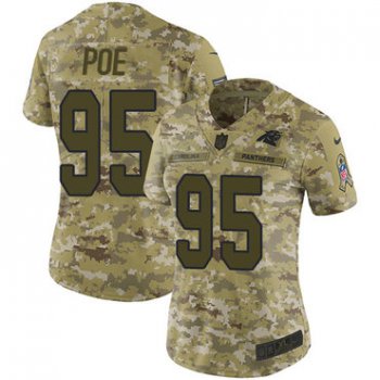 Nike Panthers #95 Dontari Poe Camo Women's Stitched NFL Limited 2018 Salute to Service Jersey