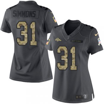 Women's Denver Broncos #31 Justin Simmons Black Anthracite 2016 Salute To Service Stitched NFL Nike Limited Jersey