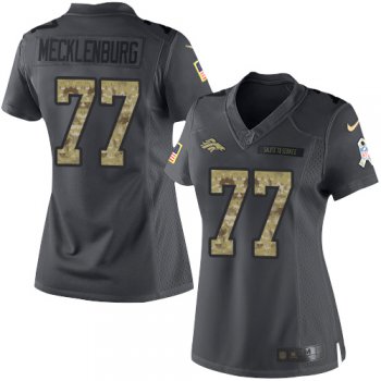 Women's Denver Broncos #77 Karl Mecklenburg Black Anthracite 2016 Salute To Service Stitched NFL Nike Limited Jersey