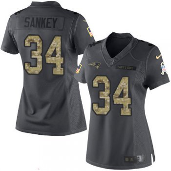 Women's New England Patriots #34 Bishop Sankey Black Anthracite 2016 Salute To Service Stitched NFL Nike Limited Jersey