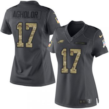 Women's Philadelphia Eagles #17 Nelson Agholor Black Anthracite 2016 Salute To Service Stitched NFL Nike Limited Jersey
