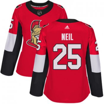 Adidas Senators #25 Chris Neil Red Home Authentic Women's Stitched NHL Jersey