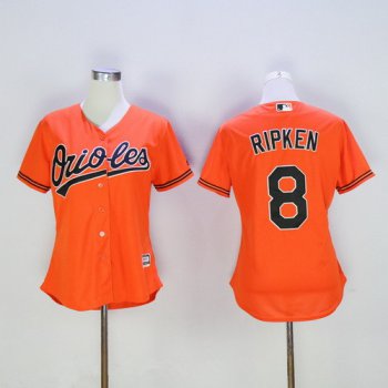 Women's Baltimore Orioles #8 Cal Ripken Retired Orange Stitched MLB Majestic Cool Base Jersey