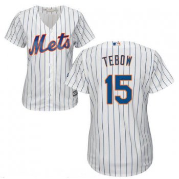 Women's New York Mets #15 Tim Tebow White Home Stitched MLB Majestic Cool Base Jersey