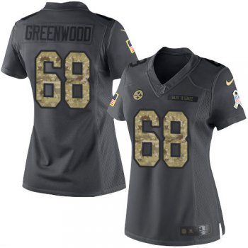 Women's Pittsburgh Steelers #68 L.C. Greenwood Black Anthracite 2016 Salute To Service Stitched NFL Nike Limited Jersey