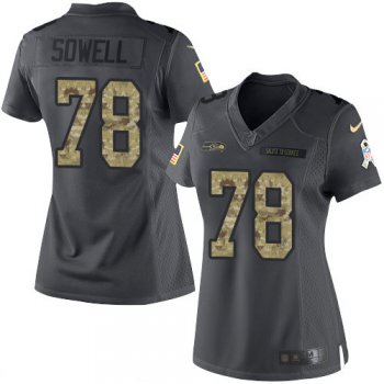 Women's Seattle Seahawks #78 Bradley Sowell Black Anthracite 2016 Salute To Service Stitched NFL Nike Limited Jersey