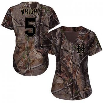 New York Mets #5 David Wright Camo Realtree Collection Cool Base Women's Stitched Baseball Jersey