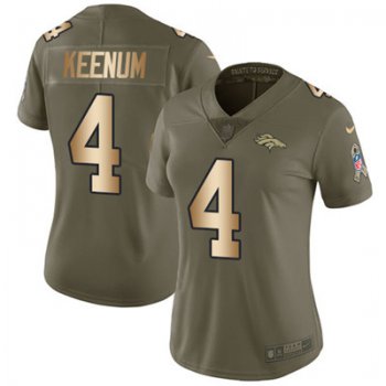 Nike Denver Broncos #4 Case Keenum Olive Gold Women's Stitched NFL Limited 2017 Salute to Service Jersey