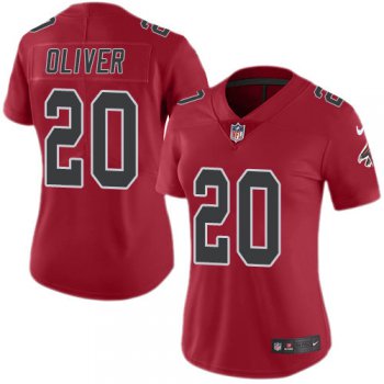 Nike Falcons #20 Isaiah Oliver Red Women's Stitched NFL Limited Rush Jersey