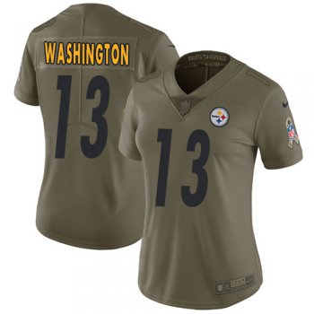 Nike Pittsburgh Steelers #13 James Washington Olive Women's Stitched NFL Limited 2017 Salute to Service Jersey
