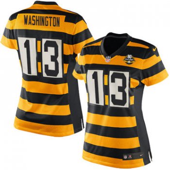 Nike Pittsburgh Steelers #13 James Washington Yello Black Alternate Women's Stitched NFL Elite Jersey