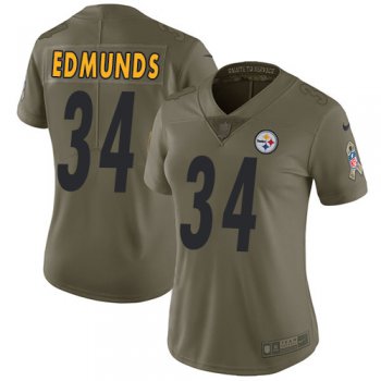 Nike Pittsburgh Steelers #34 Terrell Edmunds Olive Women's Stitched NFL Limited 2017 Salute to Service Jersey