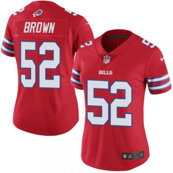 Women Nike Bills #52 Preston Brown Red Stitched NFL Limited Rush Jersey