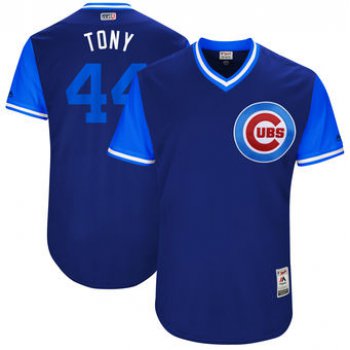 Women's Chicago Cubs #44 Anthony Rizzo Tony Nickname Majestic Royal 2017 Players Weekend Jersey