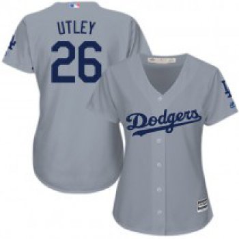 Womens Majestic Los Angeles Dodgers #26 Chase Utley Replica Gray Road Cool Base Mlb Jersey