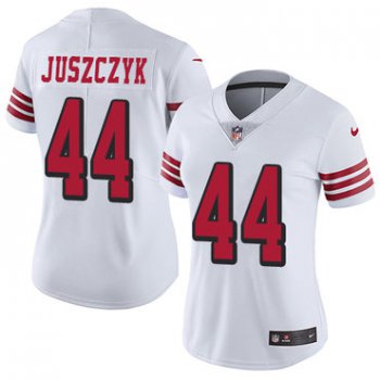 Women's Nike San Francisco 49ers #44 Kyle Juszczyk White Rush Stitched NFL Vapor Untouchable Limited Jersey