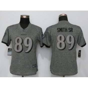 Women's Baltimore Ravens #89 Steve Smith Sr Gray Gridiron Stitched NFL Nike Limited Jersey